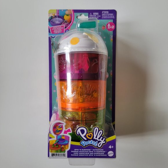 Polly Pocket Spin ‘n Surprise Compact Playset - Waterpark Tropical Smoothie - Picture 1 of 6